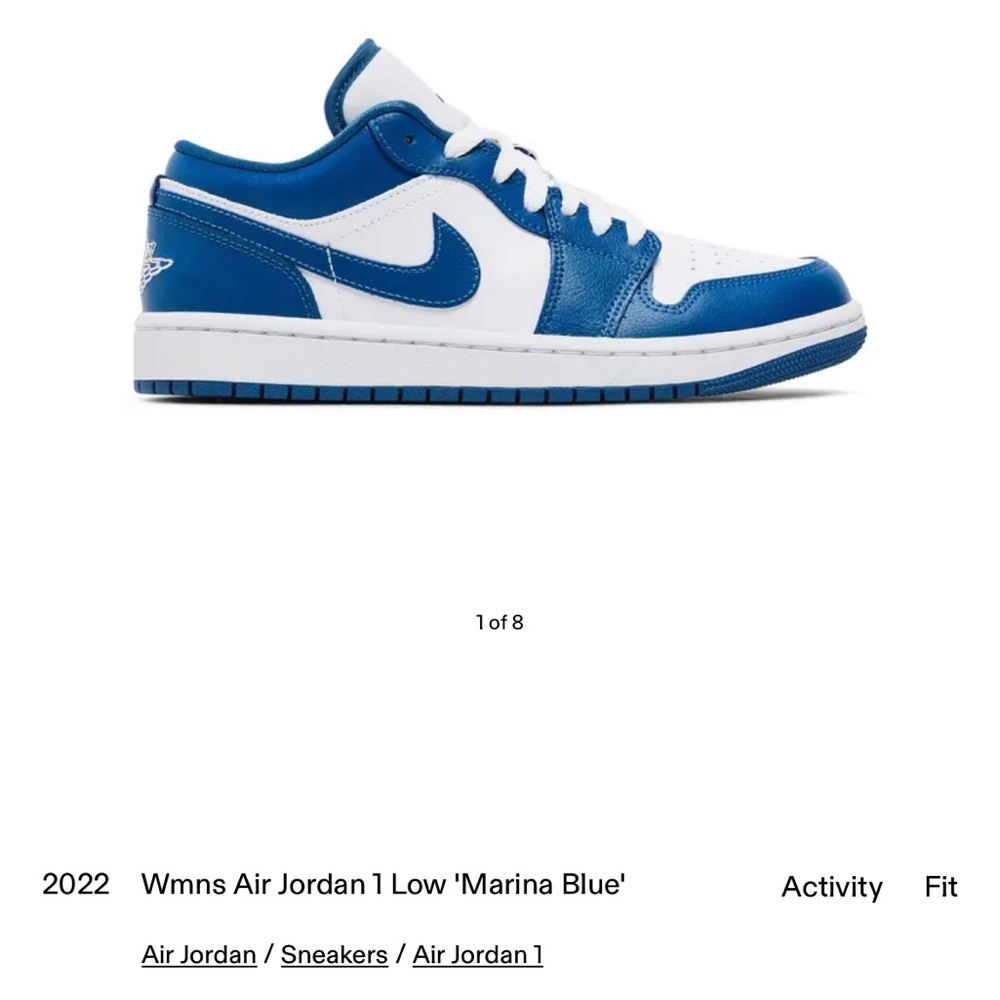 Jordan Air 1 Low Marina Blue and White Sneakers - Picture 2 of 11